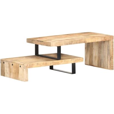 vidaXL Massiv Mango Holz Couchtisch-Set - 2-teilig Braun vidaXL Massiv Mango Holz Couchtisch-Set - 2-teilig Braun