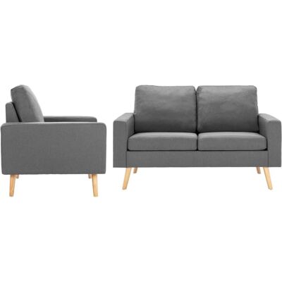 VidaXL 3056614 Graues Sofa-Set - Stoff, 2-teilig, Hellgrau VidaXL 3056614 Graues Sofa-Set - Stoff, 2-teilig, Hellgrau