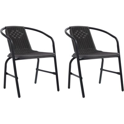vidaXL Krzesła ogrodowe 2 szt. Plastikowy Rattan i Stal vidaXL Krzesła ogrodowe 2 szt. Plastikowy Rattan i Stal
