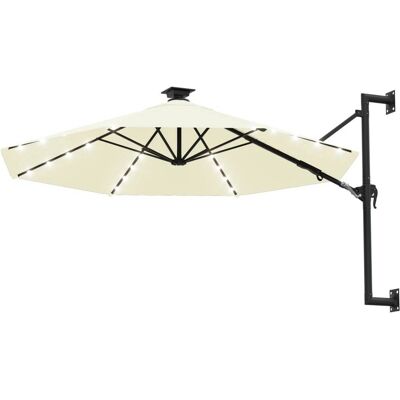 Parasol ścienny z LED i stalowym słupem - 300 cm - Beżowy Parasol ścienny z LED i stalowym słupem - 300 cm - Beżowy