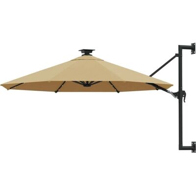 Parasol de parede com LED vidaXL - 300cm Taupe Parasol de parede com LED vidaXL - 300cm Taupe