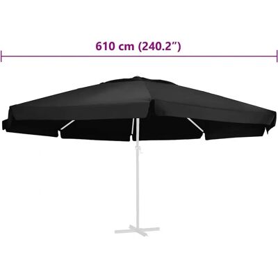 vidaXL Ersatzbezug für Sonnenschirm Schwarz 600 cm vidaXL Ersatzbezug für Sonnenschirm Schwarz 600 cm