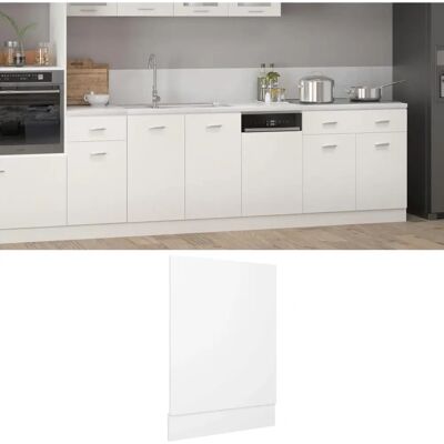 vidaXL Front Dishwasher Panel White Chipboard Kitchen Cabinet Part Protector - Dishwasher Panel vidaXL Front Dishwasher Panel White Chipboard Kitchen Cabinet Part Protector - Dishwasher Panel