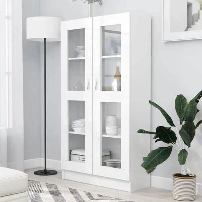 vidaXL Weißer Vitrine Schrank - Holzwerkstoff Aufbewahrung vidaXL Weißer Vitrine Schrank - Holzwerkstoff Aufbewahrung