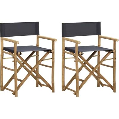 vidaXL Fauteuil de directeur pliable - Bambou et Tissu, Paire vidaXL Fauteuil de directeur pliable - Bambou et Tissu, Paire