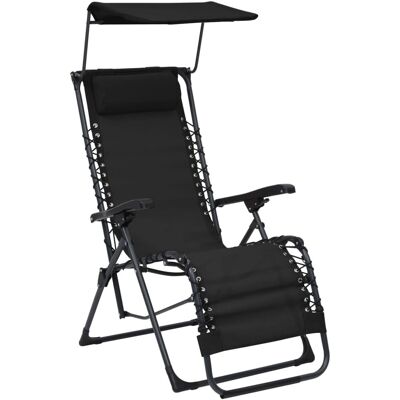 vidaXL Klappbarer Liegestuhl Textilene Schwarz - Outdoor Sitz vidaXL Klappbarer Liegestuhl Textilene Schwarz - Outdoor Sitz