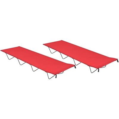 vidaXL Camping Senge 2 Stykker 180x60x19 cm Oxford Stof og Stål Rød - Camping Seng vidaXL Camping Senge 2 Stykker 180x60x19 cm Oxford Stof og Stål Rød - Camping Seng
