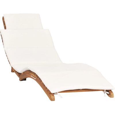 VidaXL Outdoor Lounge Chair - Teak Creme Weiß - Bequem & Klappbar VidaXL Outdoor Lounge Chair - Teak Creme Weiß - Bequem & Klappbar