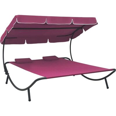 vidaXL Doppel-Lounge-Bett - Rosa, 2 Kissen, Dach - Gartentisch vidaXL Doppel-Lounge-Bett - Rosa, 2 Kissen, Dach - Gartentisch