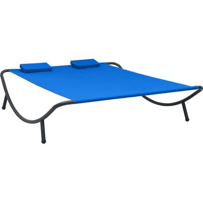 VidaXL Outdoor-Bett - Oxford-Stoff, Stahlrahmen, 2 Kissen - Gartenschlafcouch VidaXL Outdoor-Bett - Oxford-Stoff, Stahlrahmen, 2 Kissen - Gartenschlafcouch