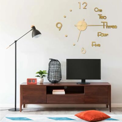 Horloge Murale 3D vidaXL Or 100cm - Design Moderne XXL Analogique Horloge Murale 3D vidaXL Or 100cm - Design Moderne XXL Analogique