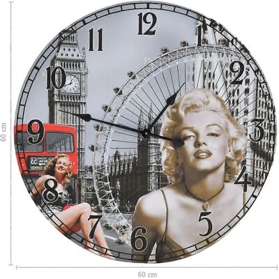 vidaXL Vintage Wandklok Marilyn Monroe 60 cm - Wandklok vidaXL Vintage Wandklok Marilyn Monroe 60 cm - Wandklok