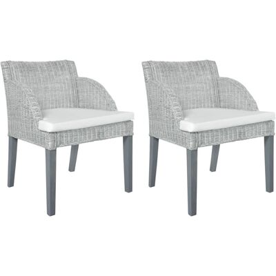 VidaXL 325488 Natürlicher Rattan Esszimmerstuhl mit Kissen - Esszimmermöbel VidaXL 325488 Natürlicher Rattan Esszimmerstuhl mit Kissen - Esszimmermöbel