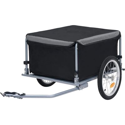 vidaXL Fietstrailer Cargo Fietskar Fietsaanhanger Zwart Grijs - Fiets Trailer vidaXL Fietstrailer Cargo Fietskar Fietsaanhanger Zwart Grijs - Fiets Trailer