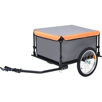 vidaXL Fahrradanhänger - Stahl, 65 kg, Grau/Orange vidaXL Fahrradanhänger - Stahl, 65 kg, Grau/Orange