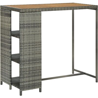 vidaXL Grey Rattan Storage Bar Table - Dining & Pub vidaXL Grey Rattan Storage Bar Table - Dining & Pub