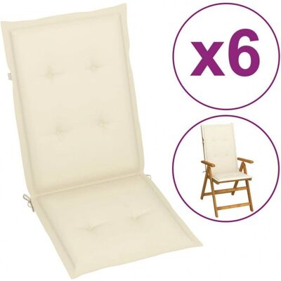 vidaXL Gartenstuhl-Kissen Set 6 Stück Creme 120x50x3 cm vidaXL Gartenstuhl-Kissen Set 6 Stück Creme 120x50x3 cm