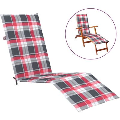 vidaXL Liegestuhl-Kissen - Rotes Karo - Wasserdicht & Bequem vidaXL Liegestuhl-Kissen - Rotes Karo - Wasserdicht & Bequem