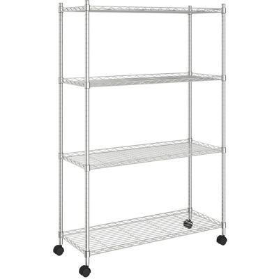 vidaXL 4-laags opbergrek met wielen - Chroom - 200 kg vidaXL 4-laags opbergrek met wielen - Chroom - 200 kg