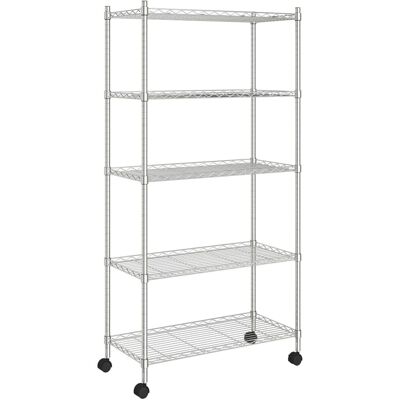 vidaXL 5-Tier Storage Shelf mit Rädern Chrom 250 kg Werkstattregal vidaXL 5-Tier Storage Shelf mit Rädern Chrom 250 kg Werkstattregal