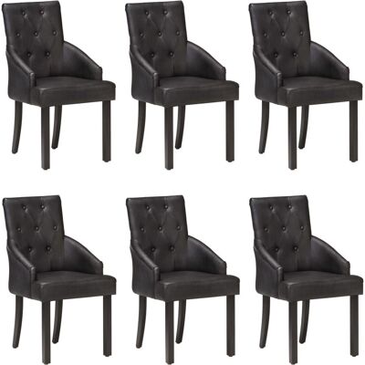 vidaXL 3056700 Zwart Echt Geitenleer Eetkamerstoelen - Set van 6 vidaXL 3056700 Zwart Echt Geitenleer Eetkamerstoelen - Set van 6
