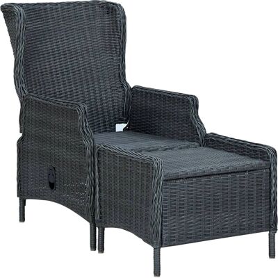 vidaXL Gartenliege mit Hocker - Gartenstuhl mit Fußstütze vidaXL Gartenliege mit Hocker - Gartenstuhl mit Fußstütze