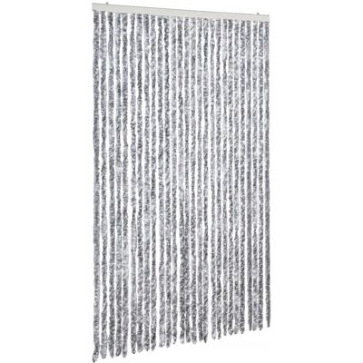 vidaXL Insectenhorren Gordijn Wit en Grijs 118x220 cm Chenille - Insect Screen Curtain vidaXL Insectenhorren Gordijn Wit en Grijs 118x220 cm Chenille - Insect Screen Curtain