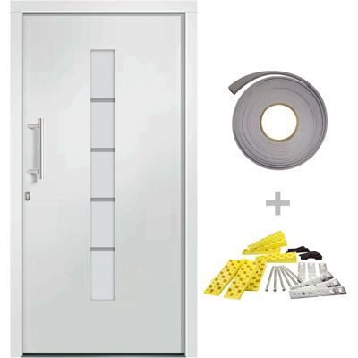 vidaXL Eingangstür Aluminium PVC Weiß 110x210 cm - Front Door vidaXL Eingangstür Aluminium PVC Weiß 110x210 cm - Front Door