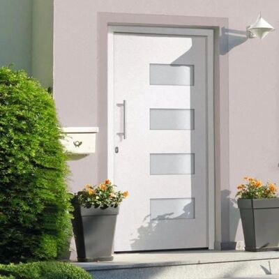 vidaXL Eingangstür Aluminium PVC Weiß 100x200 cm - Front Door vidaXL Eingangstür Aluminium PVC Weiß 100x200 cm - Front Door