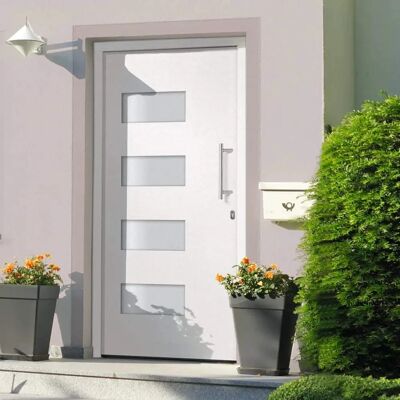 vidaXL Weiße Aluminium PVC Haustür 110x210cm - Haustür vidaXL Weiße Aluminium PVC Haustür 110x210cm - Haustür