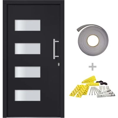 vidaXL Voordeur Aluminium PVC Antraciet 110x210 cm - Front Door vidaXL Voordeur Aluminium PVC Antraciet 110x210 cm - Front Door