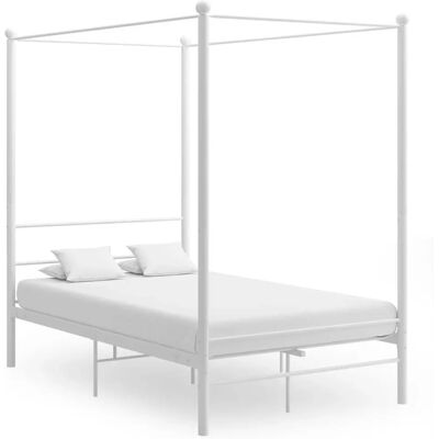 vidaXL Bed Frame White Metal 120x200 cm - Bed vidaXL Bed Frame White Metal 120x200 cm - Bed