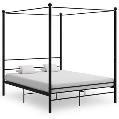 vidaXL Schwarzes Metall-Kopfteil Bettgestell 160x200 cm - Bettgestell vidaXL Schwarzes Metall-Kopfteil Bettgestell 160x200 cm - Bettgestell