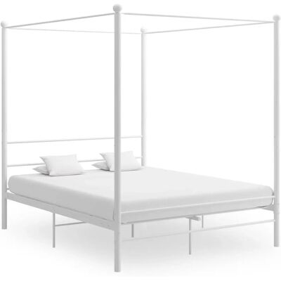 vidaXL 325064 Bettgestell - Weiß, 160x200 cm, mit Himmel vidaXL 325064 Bettgestell - Weiß, 160x200 cm, mit Himmel