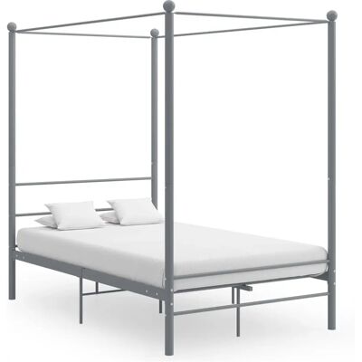vidaXL Graues Metall Himmelbett 160x200 cm - Bettgestell vidaXL Graues Metall Himmelbett 160x200 cm - Bettgestell