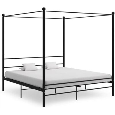 vidaXL Bed Frame met Canopy Zwart Metaal 180x200cm - Ondersteunt 180x200cm Matras vidaXL Bed Frame met Canopy Zwart Metaal 180x200cm - Ondersteunt 180x200cm Matras