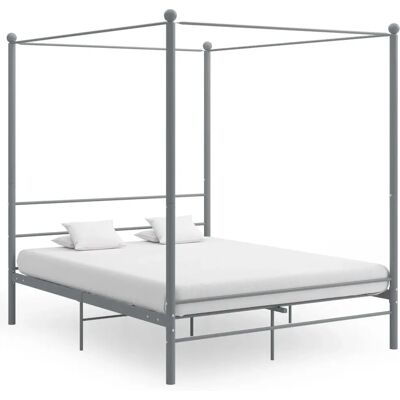 vidaXL Himmelbettrahmen Grau Metall 180x200 cm - Bettgestell vidaXL Himmelbettrahmen Grau Metall 180x200 cm - Bettgestell
