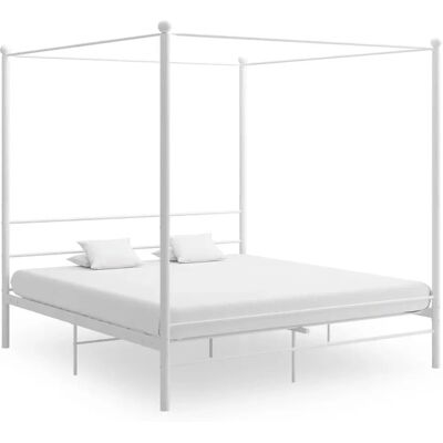 vidaXL Bed Frame White Metal 200x200 cm - Bed Frame vidaXL Bed Frame White Metal 200x200 cm - Bed Frame