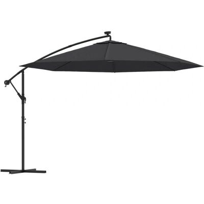 vidaXL Parasol cantilever avec LED noir 350 cm - Parasol de plage vidaXL Parasol cantilever avec LED noir 350 cm - Parasol de plage