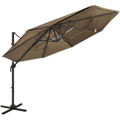 vidaXL 4-stufiger Gartenschirm mit Aluminiumstange Taupe - Gartenschirm vidaXL 4-stufiger Gartenschirm mit Aluminiumstange Taupe - Gartenschirm
