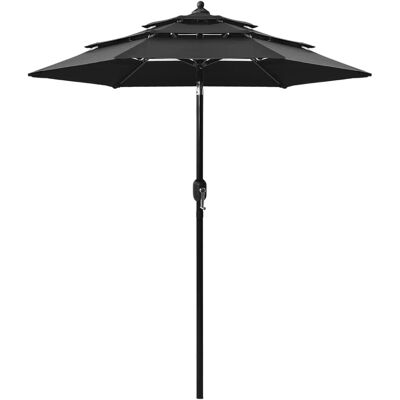 vidaXL 3-Tier Parasol with Aluminium Pole Black Outdoor Patio Sunshade Cover vidaXL 3-Tier Parasol with Aluminium Pole Black Outdoor Patio Sunshade Cover
