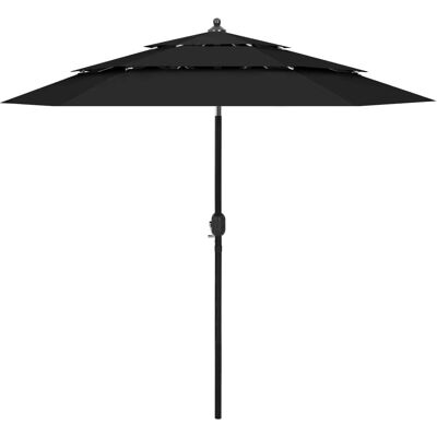vidaXL 3-lags havedæksel med aluminiumsstang sort udendørs parasol vidaXL 3-lags havedæksel med aluminiumsstang sort udendørs parasol