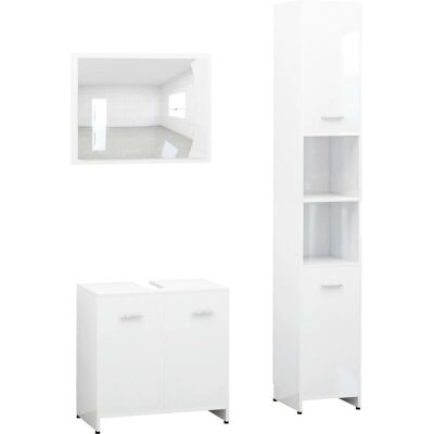 vidaXL Badeværelsesmøbel-Set - 3 dele hvid finer vidaXL Badeværelsesmøbel-Set - 3 dele hvid finer