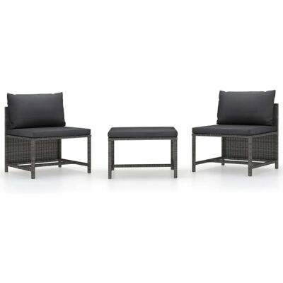 MaisonChic Conjunto de Sofás de Jardim 3 Peças Cinza - Móveis de Jardim MaisonChic Conjunto de Sofás de Jardim 3 Peças Cinza - Móveis de Jardim