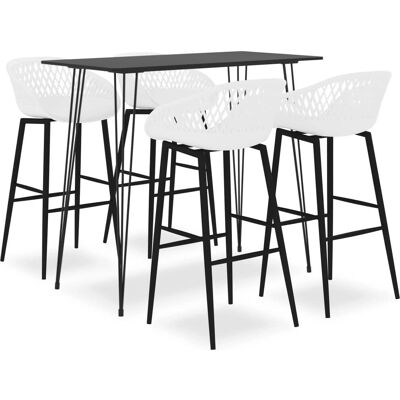 vidaXL Black and White 5-Piece Bar Set - Kitchen Dining Room vidaXL Black and White 5-Piece Bar Set - Kitchen Dining Room