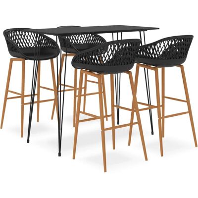 vidaXL 3057378 Küchen-/Esszimmermöbel-Set - Modern, Schwarz, 5-teilig vidaXL 3057378 Küchen-/Esszimmermöbel-Set - Modern, Schwarz, 5-teilig