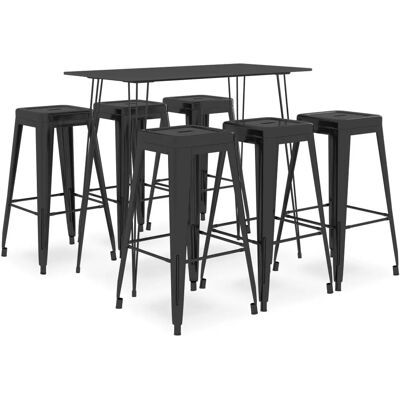 vidaXL Schwarzes 7-teiliges Bar-Set - Ess- & Küchenausstattung vidaXL Schwarzes 7-teiliges Bar-Set - Ess- & Küchenausstattung