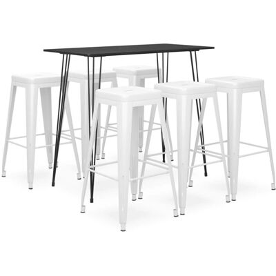 vidaXL 7-Piece Black and White Bar Set - Kitchen Dining Room vidaXL 7-Piece Black and White Bar Set - Kitchen Dining Room