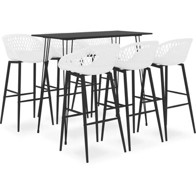 vidaXL 7-delige Zwart en Wit Bar Set - Keuken Meubel vidaXL 7-delige Zwart en Wit Bar Set - Keuken Meubel