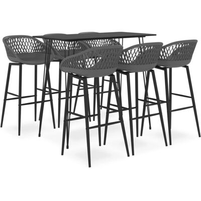 vidaXL 7-teiliges Bar-Set - Modern, Schwarz & Grau, MDF-Oberschicht vidaXL 7-teiliges Bar-Set - Modern, Schwarz & Grau, MDF-Oberschicht